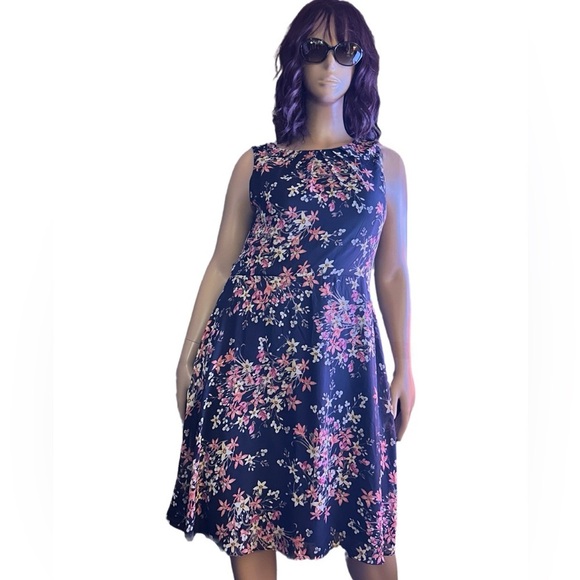 JH Design Floral Print Sleeveless Dress Size 18 - Picture 2 of 4